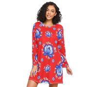 Russian Folk Floral Red Nightgowns for Women, Comfortable Nightdress, Long Sleeve Night Shirts for Woman, Russian Folk Floral Red, L