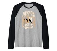 Russian Forest Cat in A Modern World Funny Cat Raglan Baseball Tee