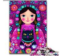 Russian Girl And Pussy Adult Jigsaw Puzzles 1000 Pieces, Educational Stress Relief Toy for Is Ideal As A Gift for The Whole Family (50x75cm)