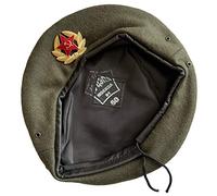 Russian Ground Forces Standard Khaki Beret Military Style Hat Cap with Badge