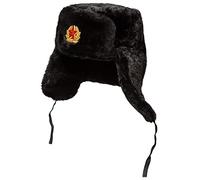 Russian Hat - Soviet Ushanka Men Ear Flaps - Winter Soldier Soviet Hat Fur - black - M