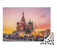 Russian Landmark Jigsaw Puzzles 1000Pc Recyclable Material Red Square Senior Puzzles Impossible Hard Difficult Challenging Educational Game for Men 38x26cm/1000pcs
