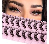 Russian Lashes Clear Band False Eyelashes Natural Look D-Curly Fake Lashes Russian Strip Faux Mink Eyelashes 9 Pairs Pack