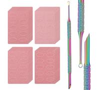Russian Manicure Cuticle Pusher Tool Kit, Dual-Ended Stainless Steel Cuticle Remover with 20 Sandpaper Sheets, 100/150/180/240 Grit for Nail Prep, Manicure & Pedicure Nail Art Care Tools