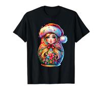 Russian Matryoshka Christmas and New Year Russia Matryoshka Value Graphic T-Shirt, Men, Black, XL