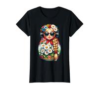 Russian Matryoshka Music Russia Russian Matryoshka Value Graphic T-Shirt, Women, Black, M