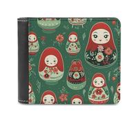 Russian Matryoshka Nesting Dolls. Men's Bifold Wallet Slim Cash Card Holder Leather Purse