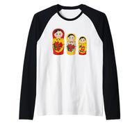 Russian Matryoshka Nesting Dolls Vintage Folk Art Gift Raglan Baseball Tee