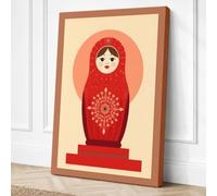 Russian Nesting Doll Retro Canvas Wall Art Print 18x12 Inch