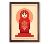 Russian Nesting Doll Retro Framed Wall Art Print A1 (84.1×59.4cm) Walnut, Wall Decor for Living Room, Bedroom, Office & Home, Ready to Hang, Art Gift