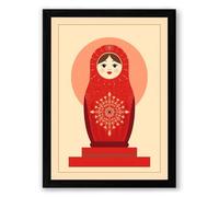 Russian Nesting Doll Retro Framed Wall Art Print A2 (59.4×42cm) Black, Wall Decor for Living Room, Bedroom, Office & Home, Ready to Hang, Art Gift