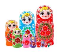 Russian Nesting Dolls,10-Piece Wooden Educational Toys | Kids Stacking Toys Russian Dolls,for Learning Education Entertainment Boys Children Adults Home School