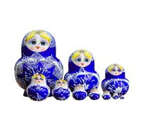 Russian Nesting Dolls 10 Pieces Hand Painted Toy Blue and White Porcelain Theme Traditional Stacking Dolls Doll Set