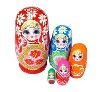 Russian Nesting Dolls 5 Piece Flower Painted Wooden Home Decoration 11cm