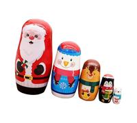 Russian Nesting Dolls 5 Pieces Hand Painted Toy Christmas Theme Porcelain Theme Traditional Stacking Nesting Set
