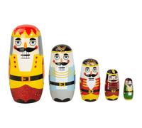Russian Nesting Dolls, 5PCS Cute Christmas Nutcracker Nesting Dolls, Smooth Wood Russian Doll Toys for Christmas Holi