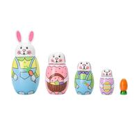 Russian Nesting Dolls Animals - 5-Piece Wooden Rabbit Design, Handcrafted Decorative Set Russians Nestings Toys for Kids, Teens, Collectors Art Lovers | Desktop Ornament for Home, Office, or Playroom