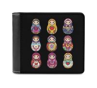Russian Nesting Dolls Casual Leather Wallet for Men Classic Lightweight Credit Card Coin Purse