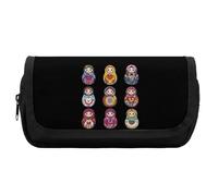 Russian Nesting Dolls Cute Double Pencil Case Large Capacity Portable Zippered Pen Pouch Bag for Office Unisex