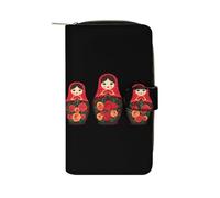Russian Nesting Dolls Funny Long Slim Bifold Wallet Card Holder Purse with Buckle for Men Women
