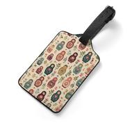 Russian Nesting Dolls Luggage Tag for Suitcases PU Leather Privacy Protection Bag Tags Travel Accessories Essentials