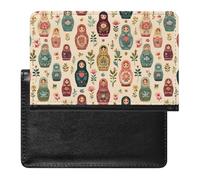 Russian Nesting Dolls Passport Holder Cover Wallet with ID Card Slot Slim Travel RFID Blocking Case Protector Essentials for Women Men