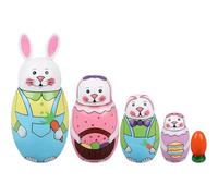 Russian Nesting Dolls, Stacking Wooden Handmade Matryoshka Dolls, 5 Pcs 6 ''Tall Nesting Easter For Kids To Animal Toys Eggs