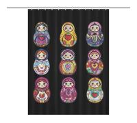 Russian Nesting Dolls Trendy Shower Curtain with 12 Holes Waterproof Washable Hotel Bath Curtains for Bathroom