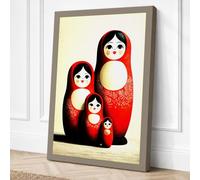Russian Nesting Dolls Vintage Canvas Wall Art Print 18x12 Inch