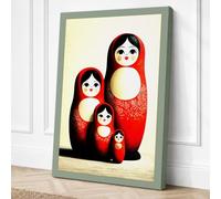 Russian Nesting Dolls Vintage Canvas Wall Art Print 36x24 Inch