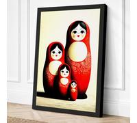 Russian Nesting Dolls Vintage Canvas Wall Art Print 36x24 Inch