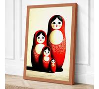 Russian Nesting Dolls Vintage Canvas Wall Art Print 36x24 Inch