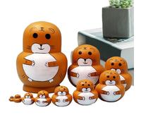 Russian Nesting Dolls,Wooden Stacking Toy with Animal Patterns - Hand Painted Nesting Dolls | for Kids Boys Girls Cultural Art Collectors Interior Design Enthusiasts Educators Parents Home