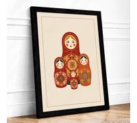 Russian Nesting Heritage Vintage Framed Wall Art Print A1 Black