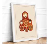 Russian Nesting Heritage Vintage Framed Wall Art Print A2 White