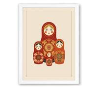 Russian Nesting Heritage Vintage Framed Wall Art Print A3 (42×29.7cm) White, Wall Decor for Living Room, Bedroom, Office & Home, Ready to Hang, Art Gift