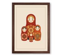 Russian Nesting Heritage Vintage Framed Wall Art Print A4 (29.7×21cm) Walnut, Wall Decor for Living Room, Bedroom, Office & Home, Ready to Hang, Art Gift