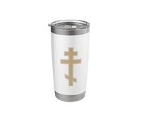 Russian Orthodox Cross Slavonic Byzantine Cross Stainless Steel Insulated Tumbler