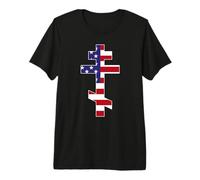 Russian Orthodox Cross | USA American Flag Premium T-Shirt
