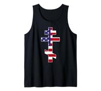 Russian Orthodox Cross | USA American Flag Tank Top
