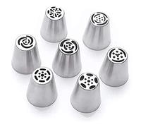 Russian Piping Tips Set, Xfaiz 7PCS Stainless Steel Cake Cupcake Decorating Supplies Kit Flower Frosting Tips DIY Icing Piping Tips for Cake Decorating (7PCS)