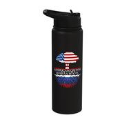Russian Roots American Grown Tree Flag USA Russia Gift Stainless Steel Insulated Water Bottle
