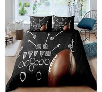 Russian Rugby Emperor Size Duvet Cover Sets Blackboard Tactics Bedding Set 3D Print Soft Microfiber Quilt Covers 290x235 cm with Zipper Closure and 2 Pillowcases 50x75 cm for Adults M.3100