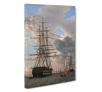 Russian Ship Of The Line By Christoffer Wilhelm Eckersberg Canvas Print | Gallery Wrapped 30mm Frame Wall Art | 30x20 inches | Ready to Hang | Classic Seascape Picture | Living Room Lounge Office