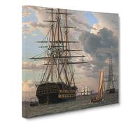 Russian Ship Of The Line by Christoffer Wilhelm Eckersberg Canvas Print | Gallery Wrapped 30mm Frame Wall Art | 20x20 inches | Ready to Hang | Classic Seascape Picture | Living Room Lounge Office