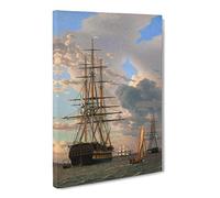 Russian Ship Of The Line By Christoffer Wilhelm Eckersberg Canvas Print | Gallery Wrapped 30mm Frame Wall Art | 24x16 inches | Ready to Hang | Classic Seascape Picture | Living Room Lounge Office