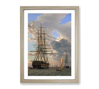 Russian Ship Of The Line By Christoffer Wilhelm Eckersberg Classic Painting Framed Print | A2 Oak Framed Wall Art | Ready to Hang | Classic Vehicle Picture | Living Room Bedroom Lounge Office