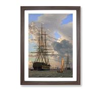 Russian Ship Of The Line By Christoffer Wilhelm Eckersberg Classic Painting Framed Print | A3 Walnut Framed Wall Art | Ready to Hang | Classic Vehicle Picture | Living Room Bedroom Lounge Office