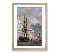 Russian Ship of The Line by Christoffer Wilhelm Eckersberg Framed Print | A2 Oak Framed Wall Art | Ready to Hang | Modern Vehicle Picture | Living Room Bedroom Lounge Office