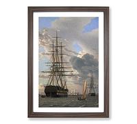 Russian Ship of The Line by Christoffer Wilhelm Eckersberg Framed Print | A2 Walnut Framed Wall Art | Ready to Hang | Modern Vehicle Picture | Living Room Bedroom Lounge Office